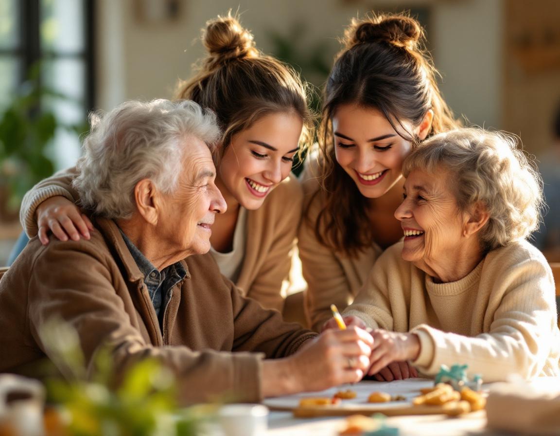 Youth volunteers with seniors